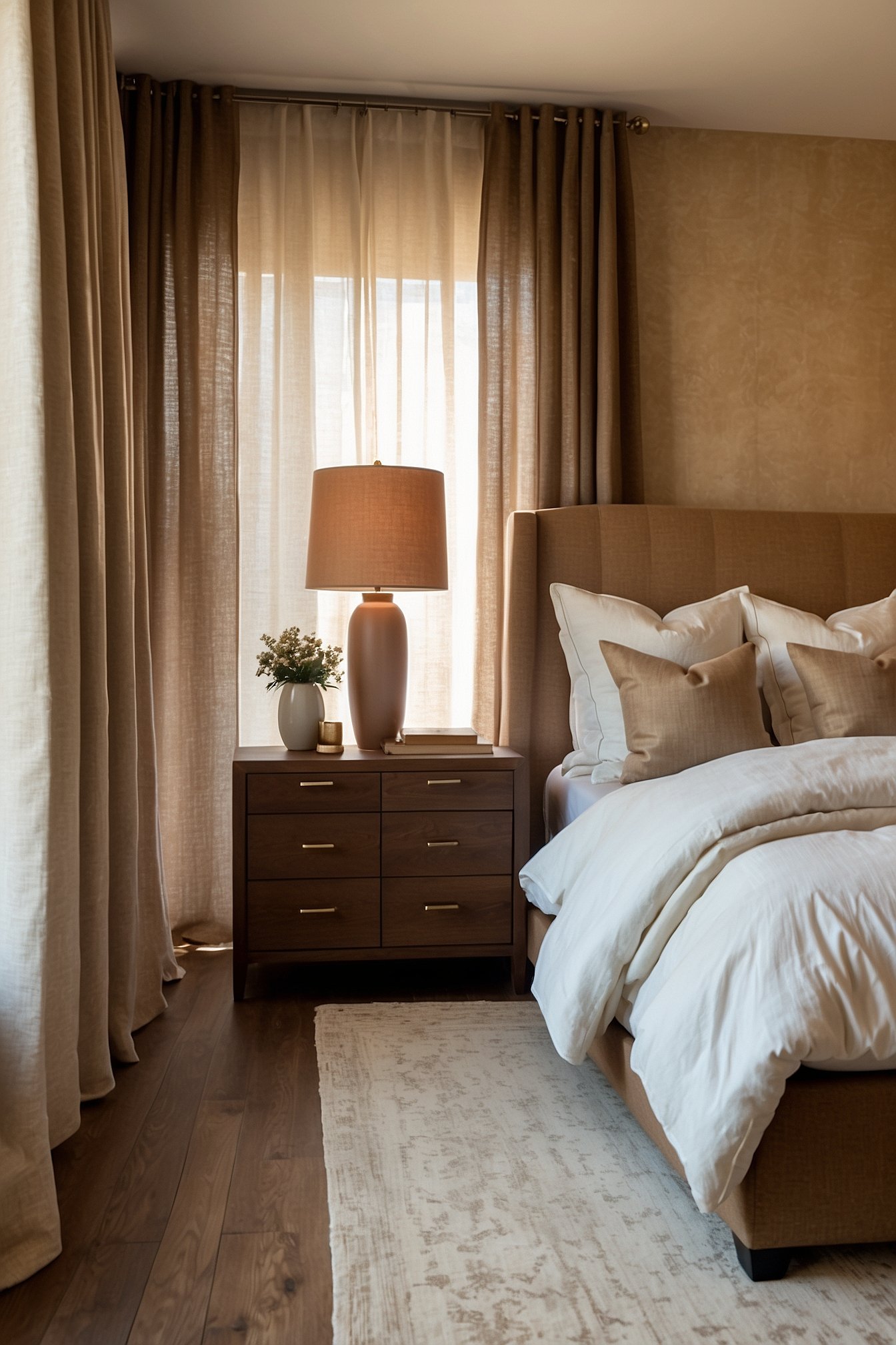 Earthy cozy neutral bedroom
