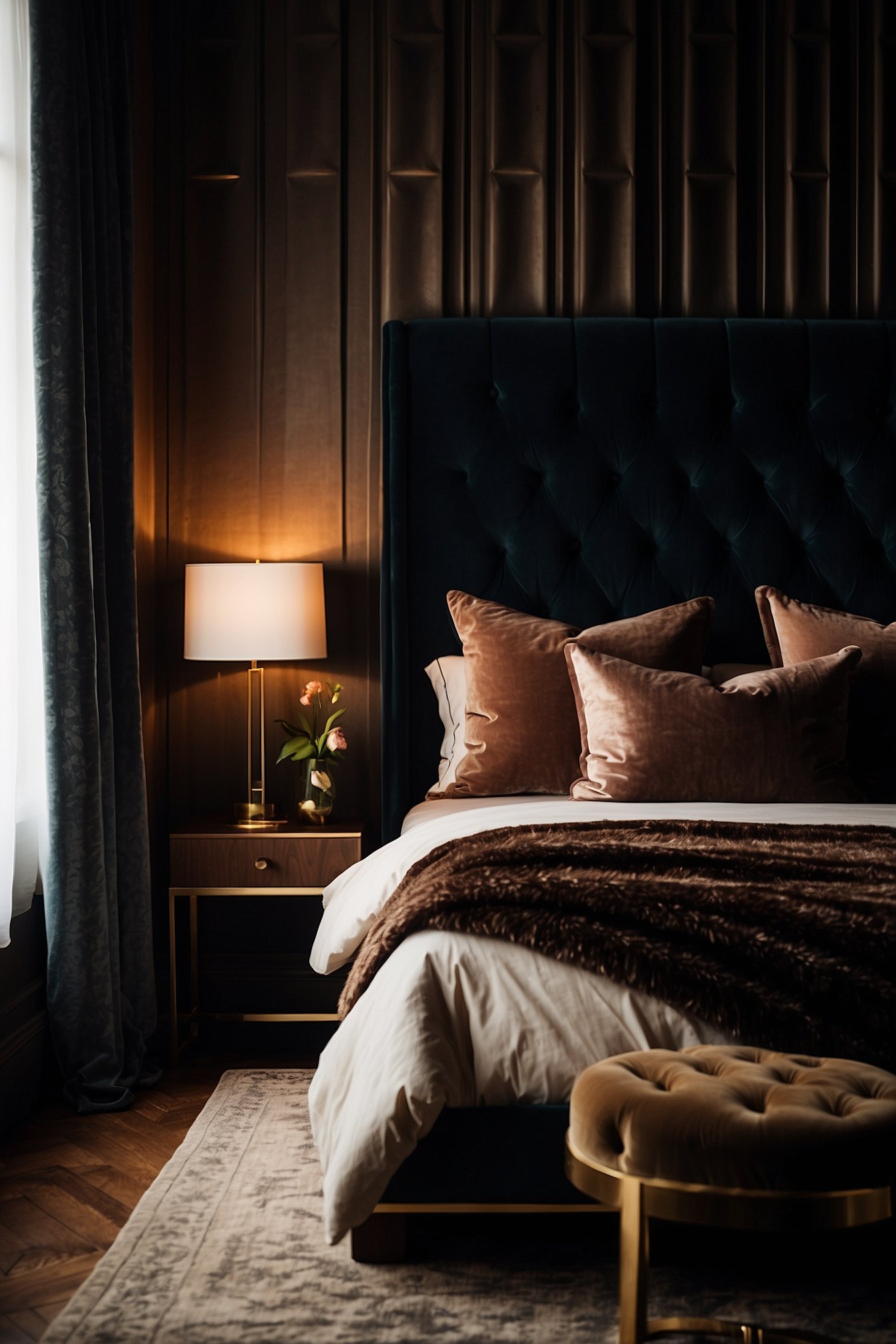 Dark moody smart bedroom