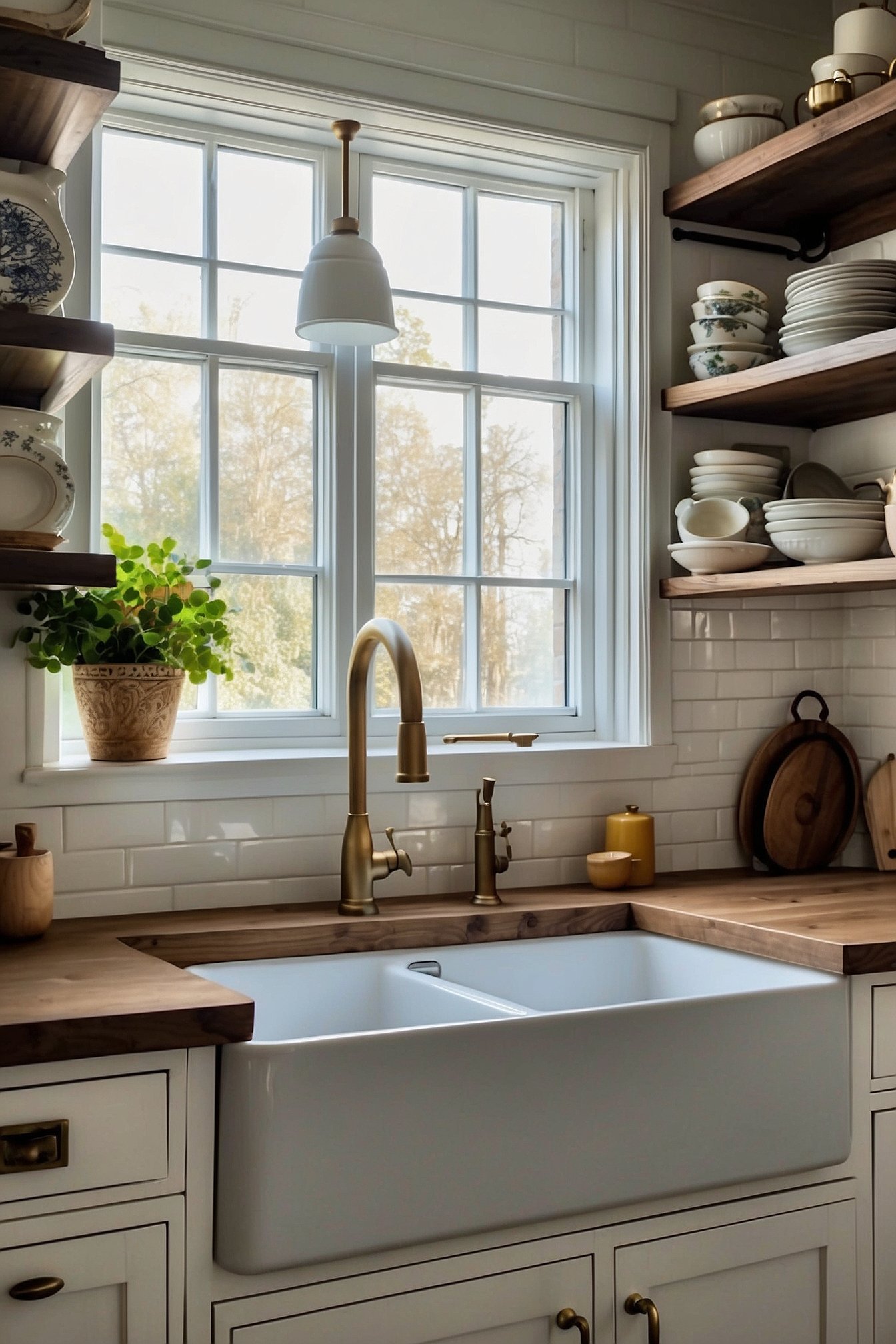 Modern farmhouse white kitchen