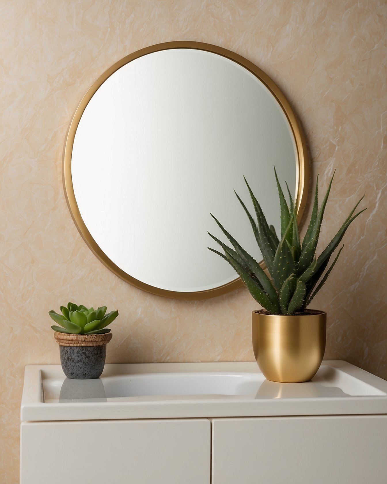 ANDY STAR 24 inch round gold framed bathroom mirror above vanity