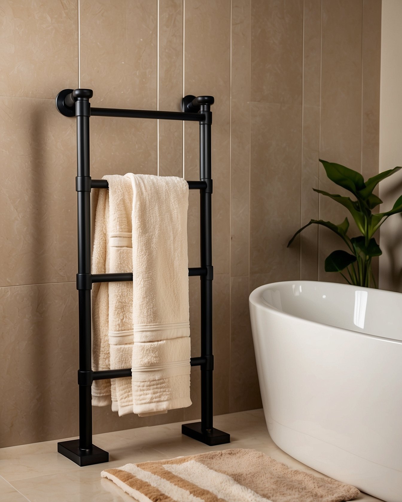 BINO freestanding three tier towel rack in modern bathroom