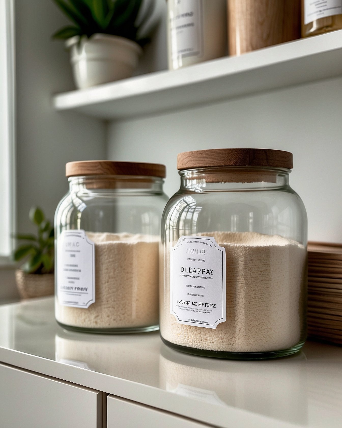 Luxury pantry with labeled glass jars