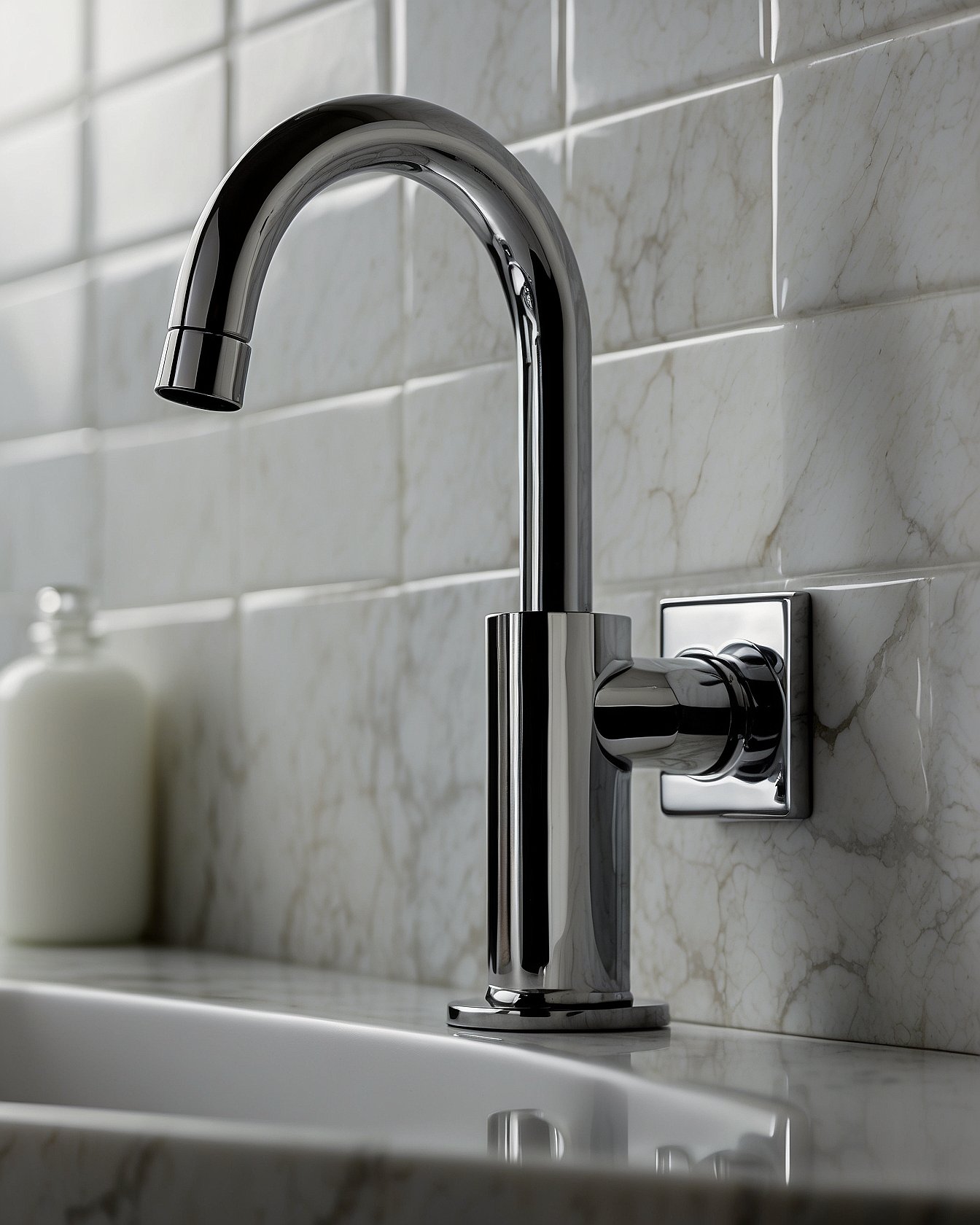 Modern single handle bathroom faucet in polished chrome