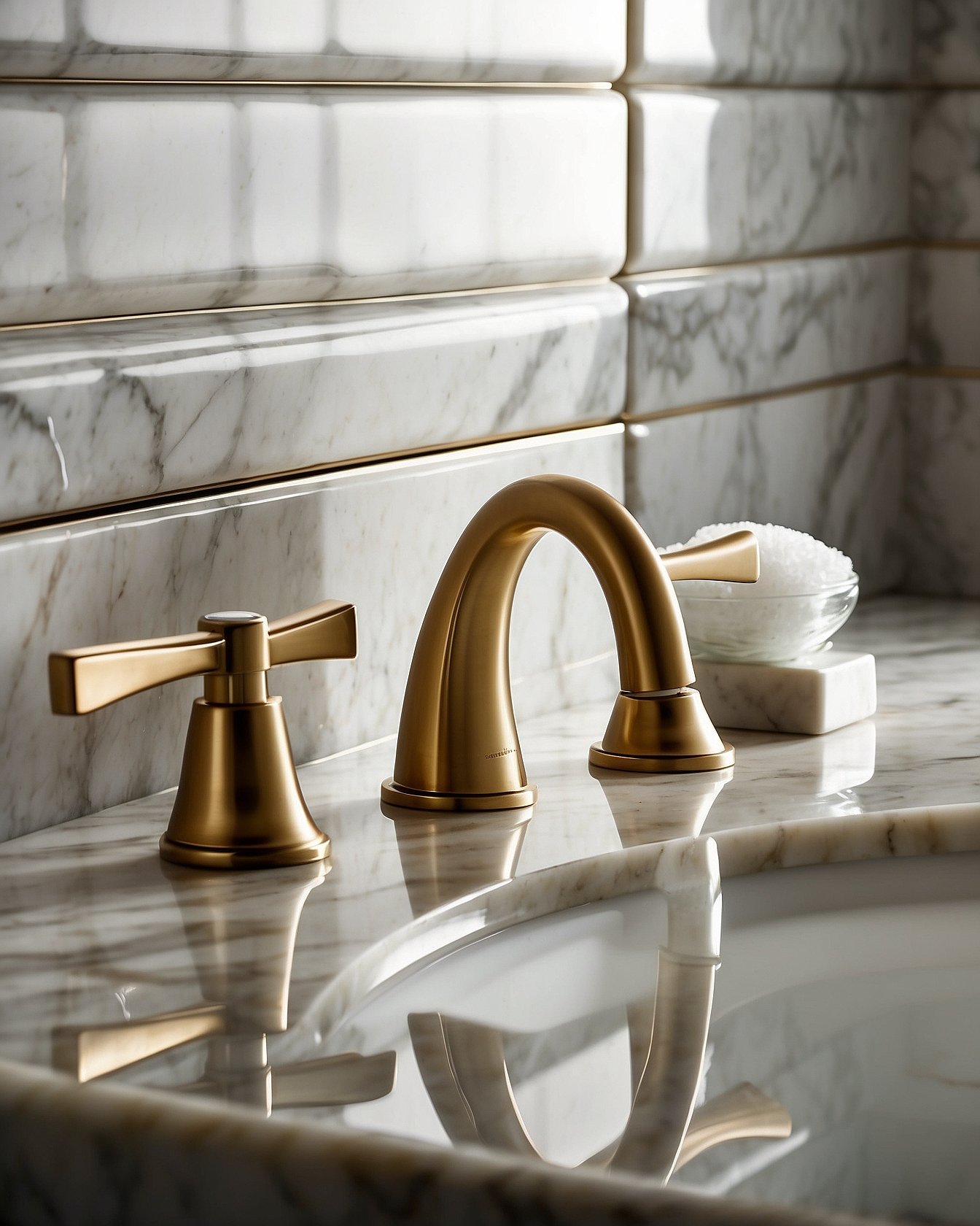 Brushed brass bathroom faucet