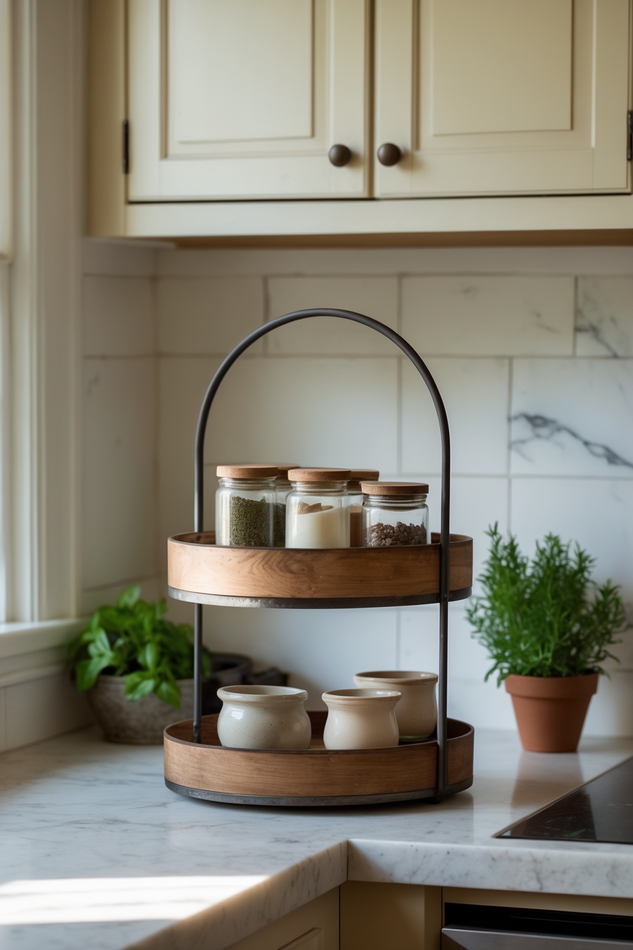 Tidy drawer and counter organizers with matching jars