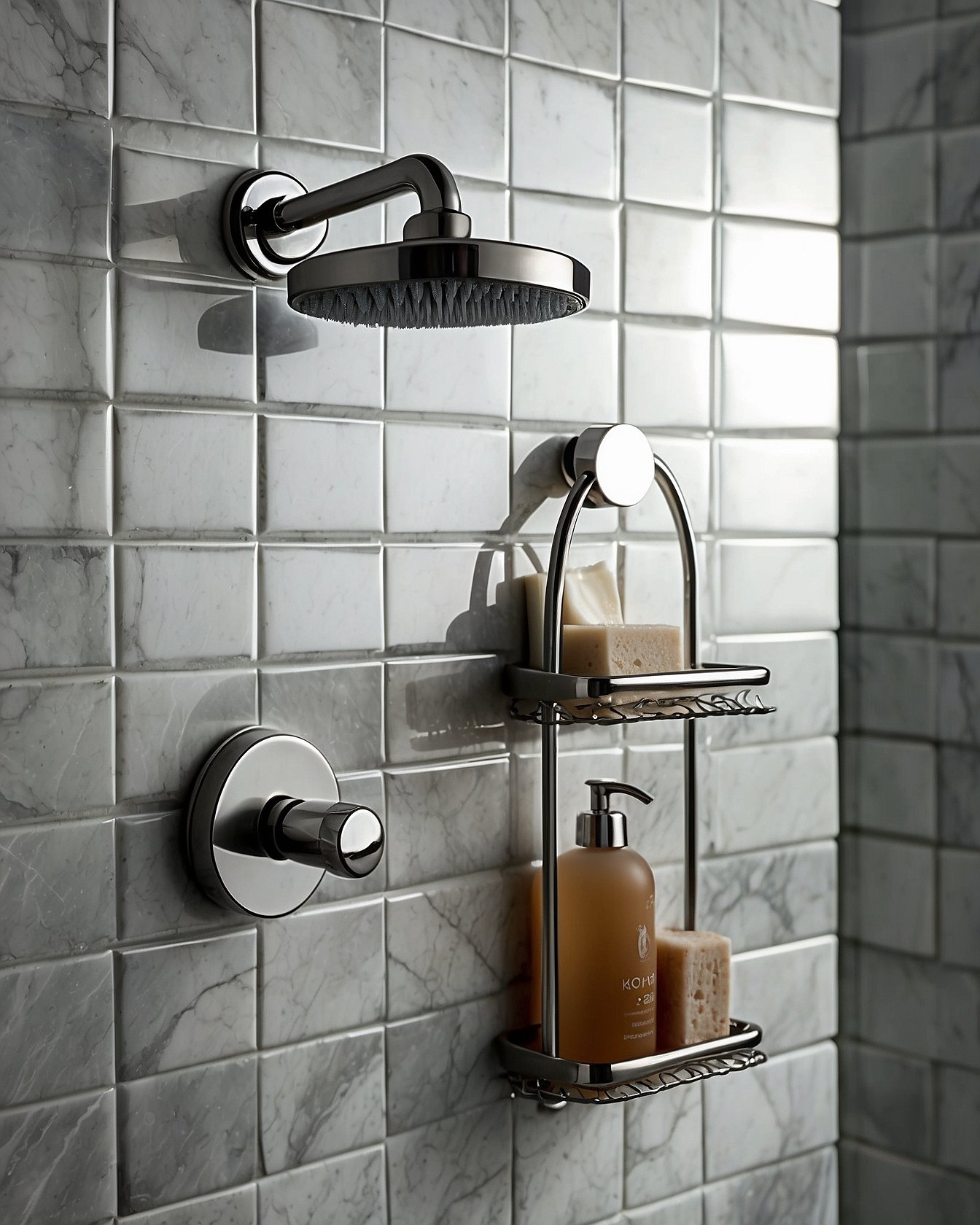 NESOMI 7-piece complete shower organizer set with multiple shelves and hooks