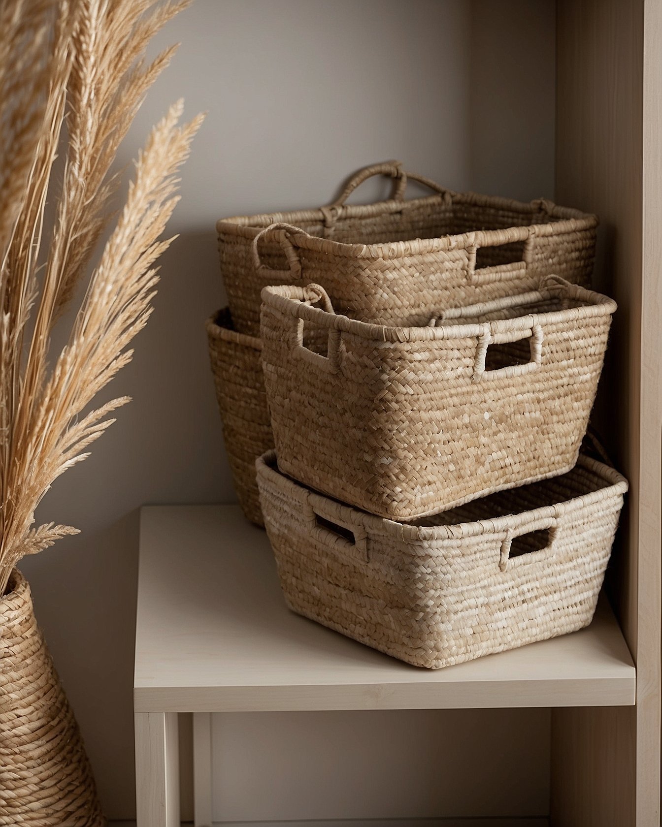 Seagrass basket set for mudroom storage